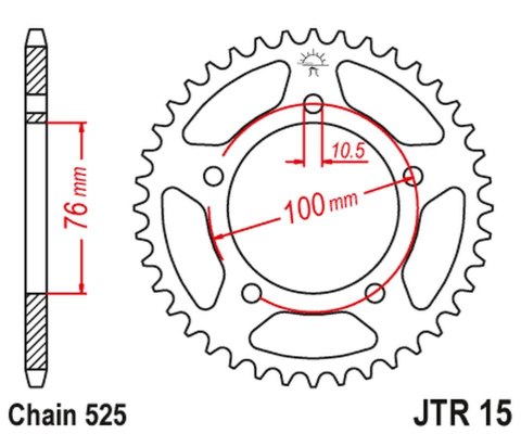 JT ZĘBATKA TYLNA 4456 42 BENELLI 500 LEONCINO '17-, TRK 502 '17-18 (445642JT)* (ŁAŃC. 525) JT ZĘBATKA TYLNA 4456 42 BENELLI 500 LEONCINO '17-, TRK 502 '17-18 (445642JT)* (ŁAŃC. 525)