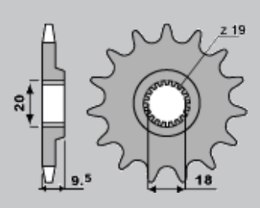 PBR ZĘBATKA PRZEDNIA 333 13 18NC HONDA CR 125 (86) (ŁAŃC. 520)