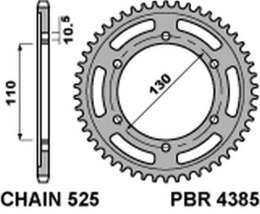 PBR ZĘBATKA TYLNA 4385 43 C45 SUZUKI GSXR 600 (11-16), YAMAHA MT-07`14-16 (JTR1876.43) (ŁAŃC. 525)
