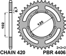 PBR ZĘBATKA TYLNA 4406 53 F DERBI SENDA 50R/SM 00-12 (ŁAŃC. 420) (JTR1132.53)