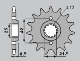 CHT ZĘBATKA PRZEDNIA 523 14 KAWASAKI EL 250 88-04