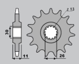 CHT ZĘBATKA PRZEDNIA 579 15 YAMAHA FZS1000 00-05, R1 98-03 (-1)