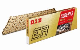 DID 520ERT3G&G-110 ŁAŃCUCH ZŁOTY / ZŁOTY (110-OGNIW) BEZ O-RINGÓW (OTWARTY + ZAPINKA) - ZASTĘPUJE 520ERT2