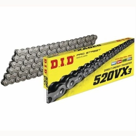 DID ŁAŃCUCH NAPĘDOWY 520VX3-108 (108 OGNIW) X-RING (OTWARTY + ZAKUWKA)