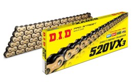 DID 520VX3G&B-118 ŁAŃCUCH ZŁOTY(118 OGNIW) X-RING (OTWARTY + ZAPINKA)
