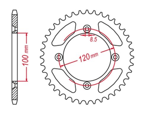 GROSSKOPF WYPRZEDAŻ ZĘBATKA TYLNA ALUMINIOWA KOLOR CZARNY 798 56 SUZUKI RM 80/85 '02-'18, YAMAHA YZ 80/85 '93-'24 (JTR798.56)
