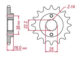 GROSSKOPF WYPRZEDAŻ ZĘBATKA PRZEDNIA 490 14 DUCATI MONSTER/MULTISTRADA/SCRAMBLER 400/600/620/695/750/797/800/851/888/900/906/916