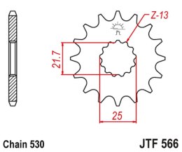 JT ZĘBATKA PRZEDNIA 566 15 Z GUMĄ (56615JTRB) (ŁAŃC. 530) - MOŻE BYĆ ZASTĄPIONA PRZEZ 51315JT (JTF513.15) ORAZ 51915JT (JTF519.1