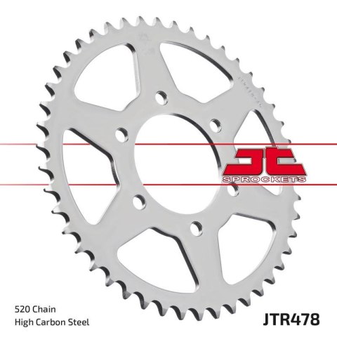 JT ZĘBATKA TYLNA 478 45 KAWASAKI ZX6R (05-20), Z750 (04-12) (MOŻE BYĆ ZASTĄPIONA PRZEZ 4578 43 JTR1478.45) (ŁAŃC. 520) KOLOR CZA