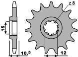 PBR ZĘBATKA PRZEDNIA 595 12 18NC APRILIA 50 86-91 (ŁAŃC. 415)