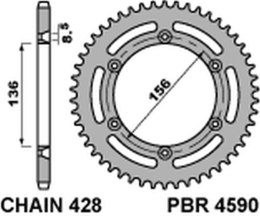 PBR ZĘBATKA TYLNA 4590 54 C45 HUSQVARNA TE 125 (4T) '10-'13 (ŁAŃC. 428)