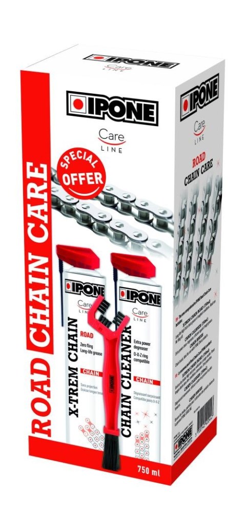 IPONE ROAD CHAIN CARE ZESTAW DO CZYSZCZENIA I SMAROWANIA ŁAŃCUCHA (2 X 750ML) ZE SZCZOTKĄ (CARELINE) (AKC) (4) IPONE ROAD CHAIN CARE ZESTAW DO CZYSZCZENIA I SMAROWANIA ŁAŃCUCHA (2 X 750ML) ZE SZCZOTKĄ (CARELINE) (AKC) (4)