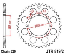 JT ZĘBATKA TYLNA 819 41 SUZUKI GZ 250 MARAUDER (99-10), GN 250 (82-99) (81941JT) (ŁAŃC. 520)