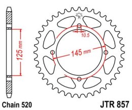 JT ZĘBATKA TYLNA 857 45 YAMAHA XT 600E '90-03, XT 660Z TENERE '91-00 (85745JTZBK) (ŁAŃC. 520) KOLOR CZARNY - PATRZ RÓWNIEŻ 45884