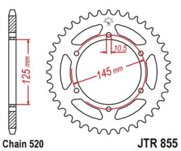 JT ZĘBATKA TYLNA 866 48 YAMAHA XJ 600 DIVERSION 95-03 (86648JTZBK) (ŁAŃC. 520) KOLOR CZARNY