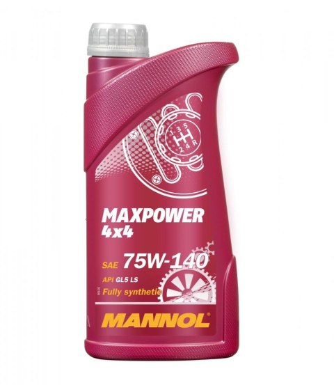 MANNOL MAXPOWER 4X4 75W140 API GL5- OLEJ PRZEKŁADNIOWY SYNTETYCZNY 1L (75W-140) MANNOL MAXPOWER 4X4 75W140 API GL5- OLEJ PRZEKŁADNIOWY SYNTETYCZNY 1L (75W-140)