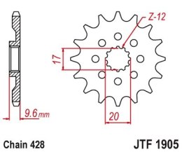 JT ZĘBATKA PRZEDNIA 2084 14 KTM SX 85 18-24, HUSQVARNA TC 85 18-24 (+1) (JTF1905.14)* (ŁAŃC. 428)