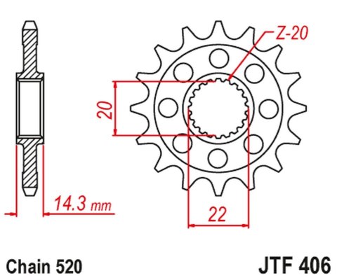 JT ZĘBATKA PRZEDNIA BMW G310GS '16-, G310R '16-, (JTF406.16)* (ŁAŃC. 520) JT ZĘBATKA PRZEDNIA BMW G310GS '16-, G310R '16-, (JTF406.16)* (ŁAŃC. 520)
