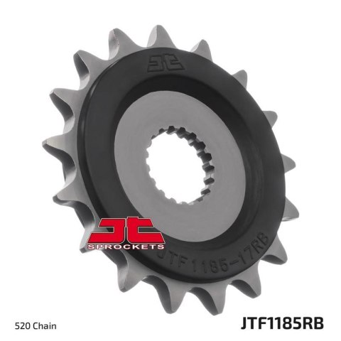 JT ZĘBATKA PRZEDNIA Z GUMĄ TRIUMPH 900 STREET TWIN / CUP / SCRAMBLER '16-18 (JTF1185.17RB)* (ŁAŃC. 520) JT ZĘBATKA PRZEDNIA Z GUMĄ TRIUMPH 900 STREET TWIN / CUP / SCRAMBLER '16-18 (JTF1185.17RB)* (ŁAŃC. 520)