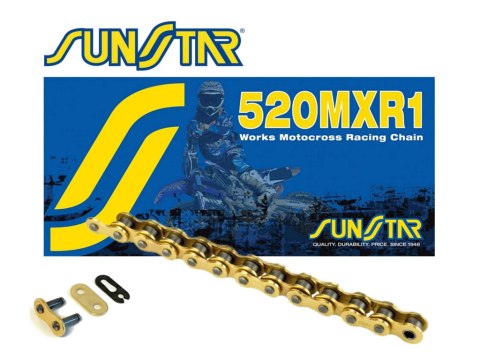 SUNSTAR ŁAŃCUCH NAPĘDOWY 520MXR1-122G MOTOCROSS DO 500 CCM, KOLOR ZŁOTY (35,6KN) (520ERT3) OTWARTY + ZAPINKA SUNSTAR ŁAŃCUCH NAPĘDOWY 520MXR1-122G MOTOCROSS DO 500 CCM, KOLOR ZŁOTY (35,6KN) (520ERT3) OTWARTY + ZAPINKA
