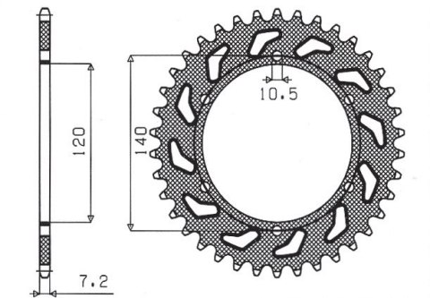 SUNSTAR ZĘBATKA TYLNA 5301 38 KAWASAKI ZR7 (99-04) (JTR498.38) (ŁAŃC. 525) (530138JT) SUNSTAR ZĘBATKA TYLNA 5301 38 KAWASAKI ZR7 (99-04) (JTR498.38) (ŁAŃC. 525) (530138JT)