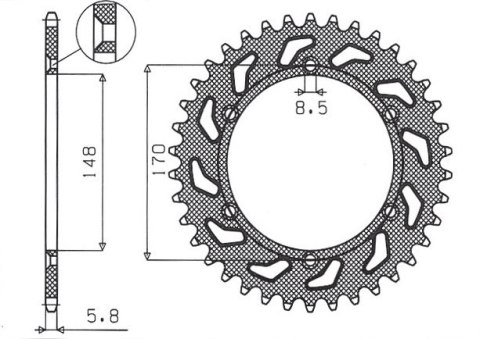 SUNSTAR ZĘBATKA TYLNA 804 42 SUZUKI DR 600 (85-89), DR 650 (90-95) (JTR828.42) (ŁAŃC. 520) (80442JT) SUNSTAR ZĘBATKA TYLNA 804 42 SUZUKI DR 600 (85-89), DR 650 (90-95) (JTR828.42) (ŁAŃC. 520) (80442JT)