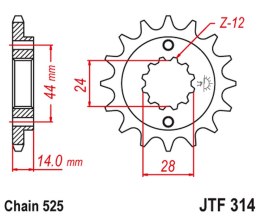 JT ZĘBATKA PRZEDNIA 348 17 HONDA XRV 750 '90-'03 (+1) (JTF314.17)* (ŁAŃC. 525)