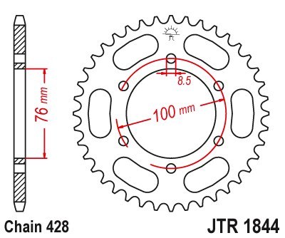 JT ZĘBATKA TYLNA 4513 52 YAMAHA YZF 125R '19-22, MT 125 15-23 (+4) (451352JT)* (ŁAŃC. 428) JT ZĘBATKA TYLNA 4513 52 YAMAHA YZF 125R '19-22, MT 125 15-23 (+4) (451352JT)* (ŁAŃC. 428)