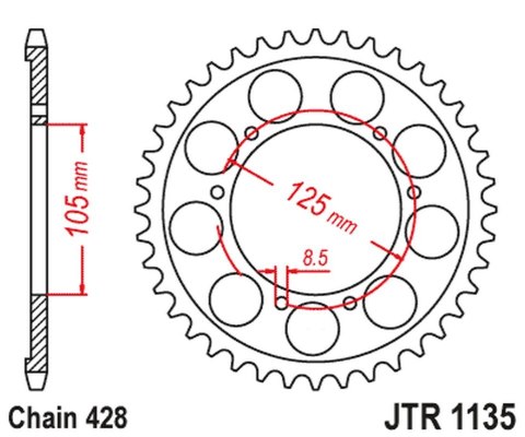 JT ZĘBATKA TYLNA APRILIA RX 125 E4 '18-'23 (JTR1135.69)* (ŁAŃC. 428) JT ZĘBATKA TYLNA APRILIA RX 125 E4 '18-'23 (JTR1135.69)* (ŁAŃC. 428)