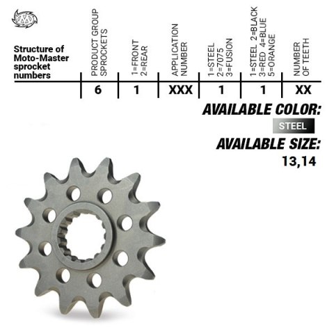 MOTO-MASTER ZĘBATKA PRZEDNIA 565 14 YAMAHA YZ 250 '99-'25, WR/YZF 400/426/450, KAWASAKI KXF '06-'20 (JTF565.14) (56514)YFZ 450 ' MOTO-MASTER ZĘBATKA PRZEDNIA 565 14 YAMAHA YZ 250 '99-'25, WR/YZF 400/426/450, KAWASAKI KXF '06-'20 (JTF565.14) (56514)YFZ 450 '