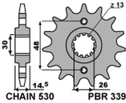 PBR ZĘBATKA PRZEDNIA 339 16 HONDA VFR 800 '02-'14 (JTF339.16) (ŁAŃC. 530) (33916JT)