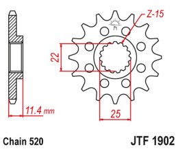 JT ZĘBATKA PRZEDNIA 1252 13 KTM LC4 400/600/620/640/690 (125213JT) (ŁAŃC. 520)