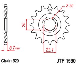 JT ZĘBATKA PRZEDNIA 2103 13 YAMAHA YZF 250 '01-'25, YZ 125 '05-'25, WR 250F '01-'25 (ORGY.) (210313JT) (ŁAŃC. 520)