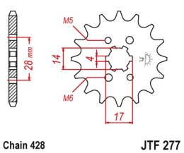 JT ZĘBATKA PRZEDNIA 2118 13 HONDA TRX 90 '93-19', CRF 125 '14-21', DERBI SENDA/MULHACEN/TERRA '07-14' (211813JT) (ŁAŃC. 428)
