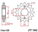 JT ZĘBATKA PRZEDNIA 2128 16 KYMCO 250 MXU/KXR/KXU '02-15' 300 MAXXER '05-16' (212816JT) (ŁAŃC. 520)