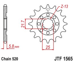 JT ZĘBATKA PRZEDNIA 2141 13 KAWASAKI KXF 450 '06-20' KLX 450 '08-20' (214113JT) (ŁAŃC. 520)