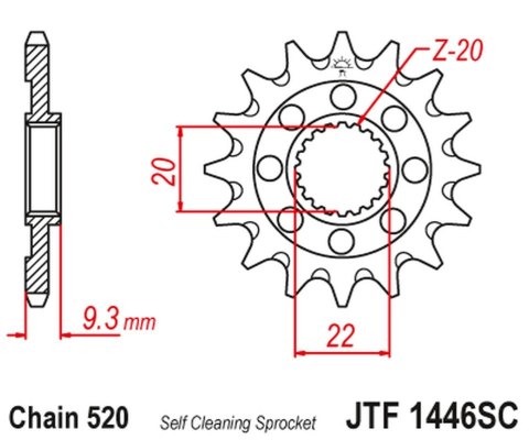 JT ZĘBATKA PRZEDNIA 2146 14 KAWASAKI KXF 250 '06-'17 SAMOOCZYSZCZAJĄCA (214614JT) (ŁAŃC. 520) JT ZĘBATKA PRZEDNIA 2146 14 KAWASAKI KXF 250 '06-'17 SAMOOCZYSZCZAJĄCA (214614JT) (ŁAŃC. 520)