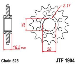 JT ZĘBATKA PRZEDNIA 2147 15 KTM 950/990/1050/1090/1190/1290 03-24 (214715JT) (ŁAŃC. 525)