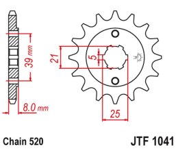 JT ZĘBATKA PRZEDNIA 2238 14 KYMCO 150 MXER / MXU '02-'15 (223814JT) (ŁAŃC. 520)