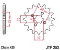 JT ZĘBATKA PRZEDNIA 255 16 HONDA MTX/MBX/XR 80 (25516JT) (ŁAŃC. 420)