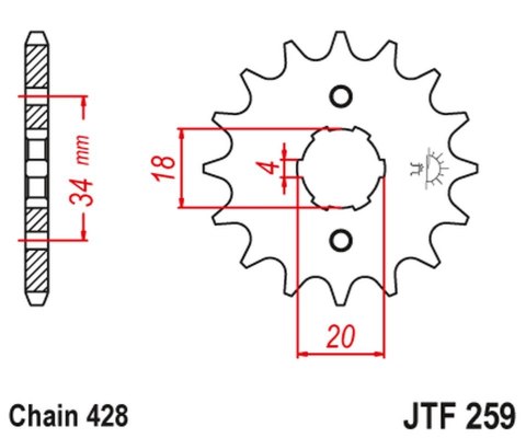 JT ZĘBATKA PRZEDNIA 259 12 HONDA XL 125, NX 125 (25912JT) (ŁAŃC. 428) JT ZĘBATKA PRZEDNIA 259 12 HONDA XL 125, NX 125 (25912JT) (ŁAŃC. 428)