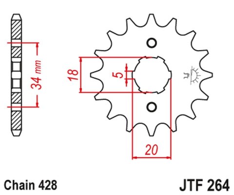 JT ZĘBATKA PRZEDNIA 264 17 KYMCO HIPSTER, STRYKER, ZING (26417JT) (ŁAŃC. 428) JT ZĘBATKA PRZEDNIA 264 17 KYMCO HIPSTER, STRYKER, ZING (26417JT) (ŁAŃC. 428)