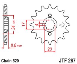JT ZĘBATKA PRZEDNIA 267 14 HONDA CRF 230L '08-'10, XL 250R '84-'97 (26714JT) (ŁAŃC. 520)