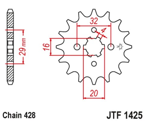 JT ZĘBATKA PRZEDNIA 425 13 SUZUKI GSXR 125 17-19, RG 80 86-87, GSX 125S 17-19, TS 125R '90-'96, RV 125 '07-'15 (42513JT) (ŁAŃC. JT ZĘBATKA PRZEDNIA 425 13 SUZUKI GSXR 125 17-19, RG 80 86-87, GSX 125S 17-19, TS 125R '90-'96, RV 125 '07-'15 (42513JT) (ŁAŃC.