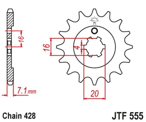 JT ZĘBATKA PRZEDNIA 555 13 YAMAHA DT 80 LC1/LC2 '83-'95, TZR 80 '92-'95 (55513JT) (ŁAŃC. 428) JT ZĘBATKA PRZEDNIA 555 13 YAMAHA DT 80 LC1/LC2 '83-'95, TZR 80 '92-'95 (55513JT) (ŁAŃC. 428)