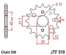 JT ZĘBATKA PRZEDNIA 566 15 / 513 15 KAWASAKI VN 800 A,B,C 96-06 (56615JT) (ŁAŃC. 530)