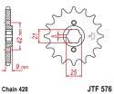 JT ZĘBATKA PRZEDNIA 576 18 YAMAHA XT 350 '85-00' (57618JT) (ŁAŃC. 428) (-1)