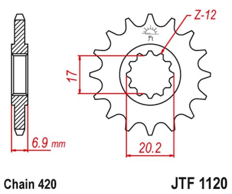 JT ZĘBATKA PRZEDNIA 600M15 SILNIK AM6 (JTF1120,15) (ŁAŃC. 420) JT ZĘBATKA PRZEDNIA 600M15 SILNIK AM6 (JTF1120,15) (ŁAŃC. 420)