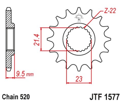 JT ZĘBATKA PRZEDNIA YAMAHA XT 600 '99-03' TT 600 '04, (GRUBOŚĆ 9.5MM) (ŁAŃC. 520) JT ZĘBATKA PRZEDNIA YAMAHA XT 600 '99-03' TT 600 '04, (GRUBOŚĆ 9.5MM) (ŁAŃC. 520)