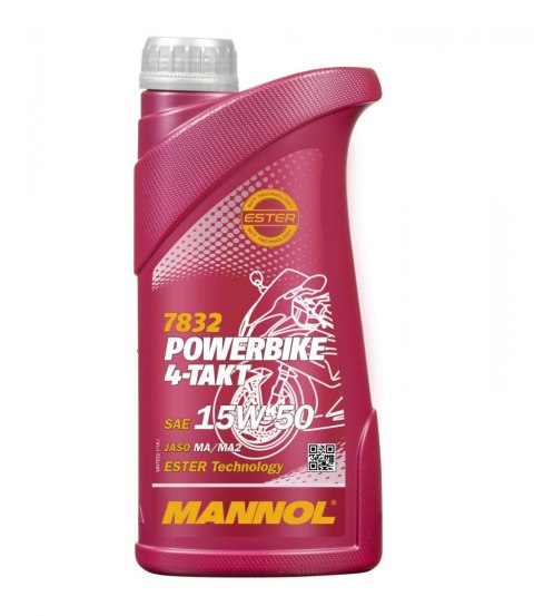 MANNOL OLEJ SILNIKOWY 4T MOTORBIKE 15W50 1L ESTER + MA2 SEMISYNTETYK (7832) (20) MANNOL OLEJ SILNIKOWY 4T MOTORBIKE 15W50 1L ESTER + MA2 SEMISYNTETYK (7832) (20)